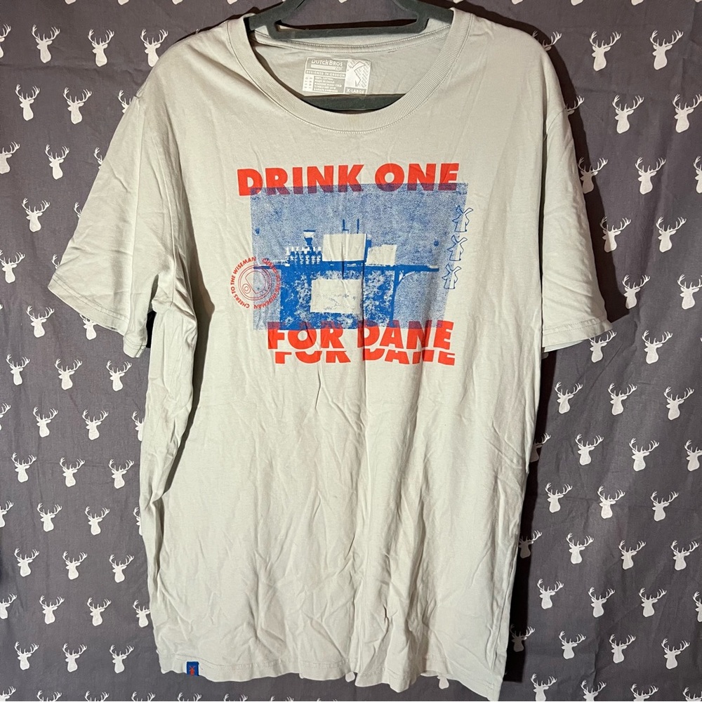 Dutch Bros Light Gray Tee with Red Print